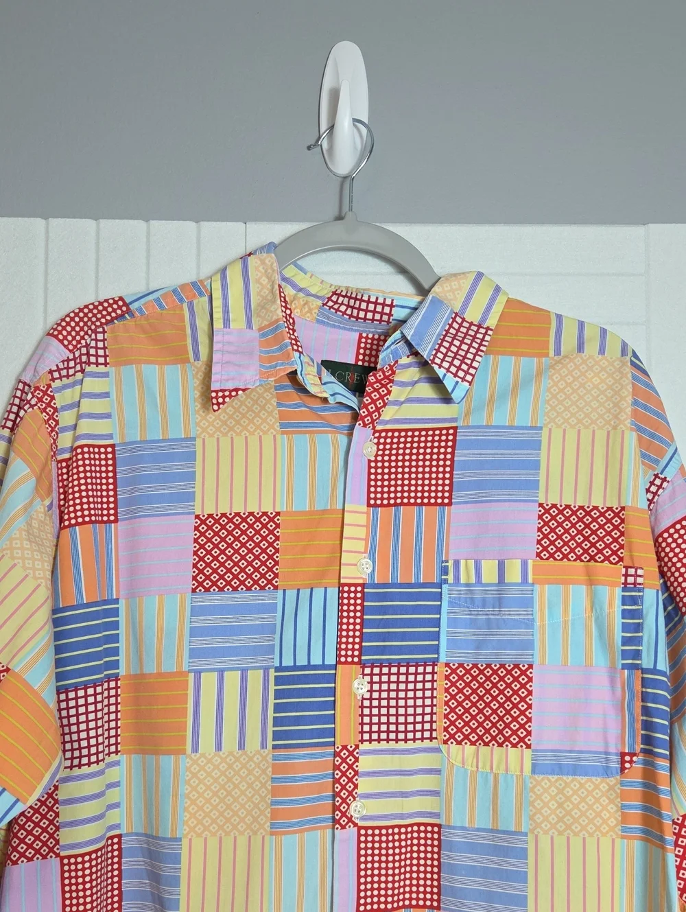 J. Crew Vintage Oarsman 90s Multicolor Patchwork Button Down Shirt Size L